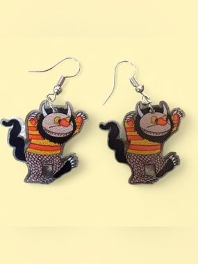 Playful Where the Wild Things Are Drop Earrings 2D Acrylic 1”